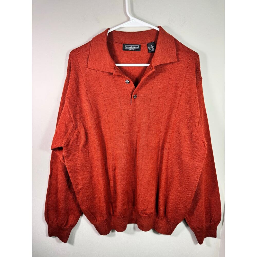 Preswick & Moore Merino Wool Orange Sweater Men’s Size XL